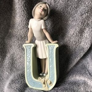 Lladro Girl  Letter U. Rare and lovely!